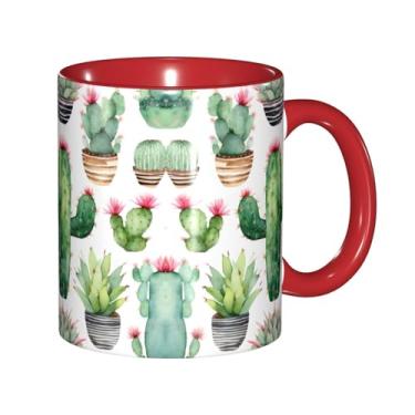Imagem de Flamingo Plantas Suculentas Impressão Criativa Canecas de Café, Personalizadas, Presente para Família, Tamanho 325 ml, Unissex