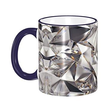 Imagem de Ourdovi Copo de café expresso de cerâmica com padrão de cristal de diamante abstrato com glitter, caneca de cerâmica revestida DIY, para café, sopa, chá, leite, latte, cacau quente, colorido divertido