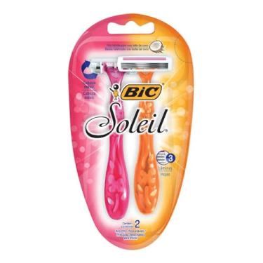 Imagem de BIC Aparelho De Depilar Soleil Rosa E Laranja 2 Unidades 929994 Dupla Fita Lubrificante Com Leite De Coco