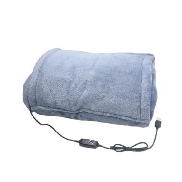 Imagem de Cobertor aquecido para aquecer as mãos, cobertor portátil de lã macia, alimentado por USB, estádio, piquenique, viagem, acampamento (azul arejado)
