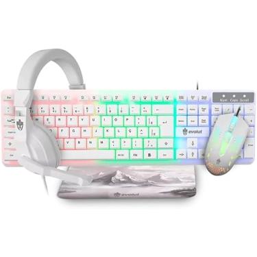 Imagem de Kit Teclado Mouse Mecânico Abnt2 Gamer Led Rgb Iluminado Branco