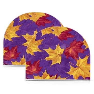 Imagem de Wassud Porta-guardanapos de acrílico com folhas de bordo, dispensador de guardanapos de papel moderno em forma de U para mesa, cozinha, sala de jantar, bancada 2 peças (comporta 50-60 guardanapos)