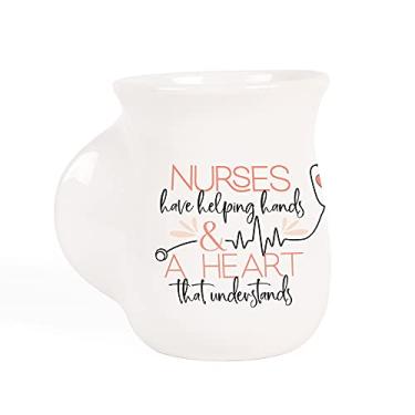 Imagem de P. Graham Dunn Nurses Helping Hands Caneca aconchegante clássica branca 473 ml porcelana cerâmica aquecedor de mãos