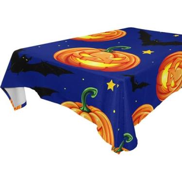 Imagem de Burbuja Toalha de mesa de abóboras de Halloween, toalha de mesa quadrada anti-rugas, grossa para decoração de jantar, cozinha, festa, 152 x 152 cm