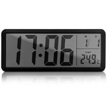 Imagem de Healifty Relógio de parede digital: relógio de exibição LED montado na parede com temperatura de data para sala de estar, escritório, quarto, decoração de casa