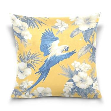 Imagem de Burbuja Capas de almofada 40,6 x 40,6 cm, capa de almofada de veludo macio de arara azul tropical decorativa para sofá, sala de estar, quarto