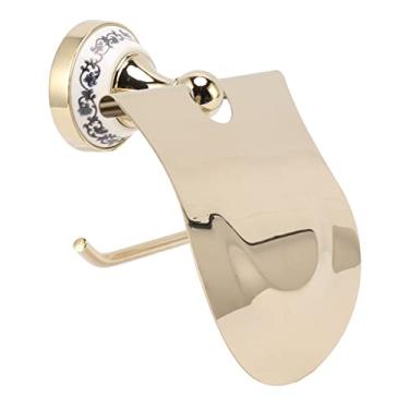 Imagem de ZAWELIYO Suporte de Higiênico Requintado Vintage Dourado para Cozinha de Banheiro, Cabide de Rolo de Tecido de Aço Inoxidável, Espaço Organizado, Liga de Zinco Cerâmica, 1 Conjunto