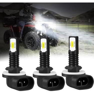 Imagem de HMCYCI Lâmpadas de farol LED 881 adequadas para Polaris Sportsman 500 550 570 600 700 800 XP Lâmpadas de farol LED, 881, 889, 862, 886, 894, 896, 898 Acessórios ATV UTV, 6000K branco frio, 3 peças