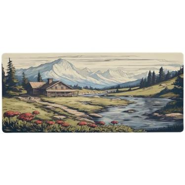 Imagem de xigua Western Fields Scenery Tapete de mouse grande, tapete de mesa antiderrapante 80 x 30 cm, base de borracha de 3 mm de espessura, protetor de mesa para laptop, mesa de trabalho, escritório e casa