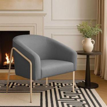 Imagem de Poltrona Sala Industrial Alta Champanhe Stella Linho D03 - D'rossi Cor