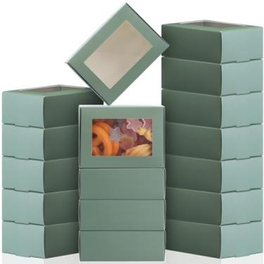 Imagem de Zonon 30 caixas de sabão para embalagens caseiras, mini caixas de petiscos Kraft com janela para fazer sabão de doces de padaria, embalagem de presente (9 x 6 x 3 cm, verde sálvia)