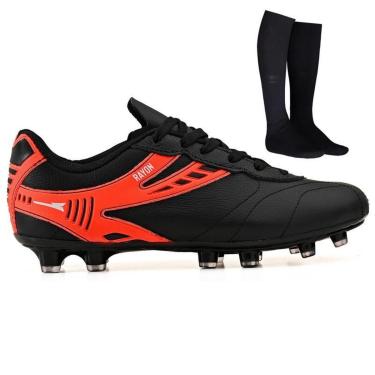 Imagem de Chuteira Futebol Profissional Masculina de Couro Campo Grama Natural + Meião-Masculino