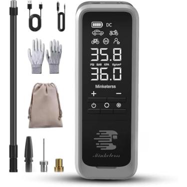 Imagem de Compressor de ar portátil/bomba para pneus de carro com medidor digital de pressão de pneu - Compressor de ar (160 PSI) - motocicleta, bomba de bicicleta elétrica e bomba de bicicleta com luz LED