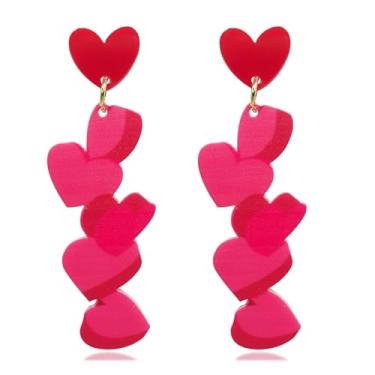 Imagem de Brincos de acrílico para dia dos namorados fofos brincos de coração criativo amor chave envelope coração brincos rosa amor dia dos namorados joias para mulheres meninas charme presente, Acrílico, Sem