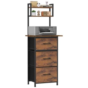 Imagem de Snughome Armário de arquivo com 3 gavetas, armário de arquivo alto de 3 camadas para escritório em casa, suporte de impressora para escritório em casa, gaveta de tecido para A4/carta/Ofício