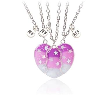Imagem de LittleFathand Colar de amizade combinando com 3 peças, melhores amigas, para mulheres, homens, quebra-cabeça, coração, pingente de coração, joias de amizade, presente, Zinco, Sem Pedra Preciosa