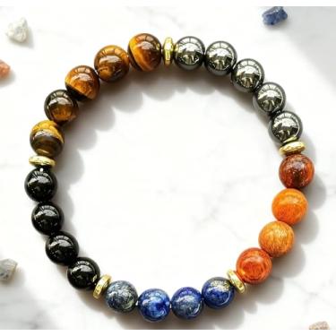 Imagem de Pulseiras elásticas com contas para mulheres e homens que atraem riqueza com olho de tigre feito à mão com contas de cristal natural joias, One Size, Pedra, Sem Pedra Preciosa
