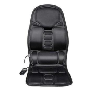 Imagem de Almofada Massageadora para Cadeira, 3 Zonas de Massagem, Vibração Ajustável, Controle Remoto, 12W, Preta, para Casa e Escritório