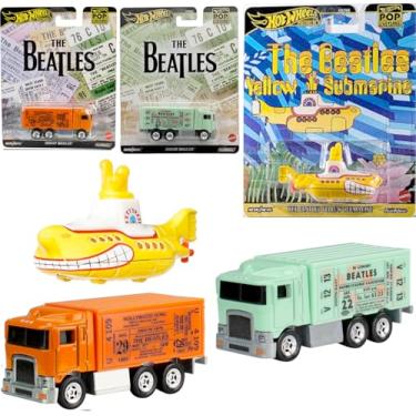 Imagem de Hot Wheels Beatles Cars Yellow Submarine Pop Culture Premium Bundled with Truck Hiway Hauler Empire Stadium + Tour Orange Hollywood Bowl Rock 3 Items