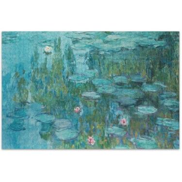 Imagem de Quebra-cabeças Nympheas Claude Monet com pintura de lírio aquático para adultos, 1000 peças, impressão de paisagem divertida, quebra-cabeças exclusivos, presentes tecnológicos, 75 x 40 cm