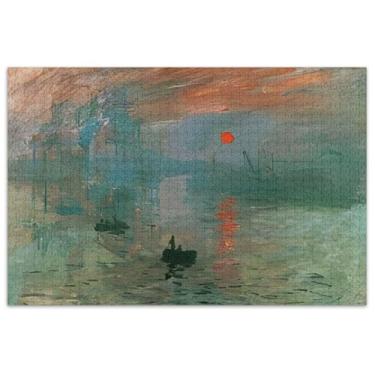 Imagem de Quebra-cabeça Monet nascer do sol para adultos 1000 peças pintura colorida natureza quebra-cabeças divertidos presentes adultos elefante branco