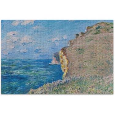 Imagem de Pintura personalizada Claude Monet Cliff Quebra-cabeças de 1000 peças para adultos, quebra-cabeça, presentes, quebra-cabeças exclusivos, paisagem, arte, pintura, 75 x 40 cm