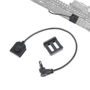 Imagem de rdzzwxw Interruptor de pressão remoto com plugue de guindaste para lanterna tática de mira a laser PEQ DBAL M3X, com painel de almofada de montagem de interruptor de pressão adequado para trilho