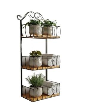 Imagem de Fruteira de Parede 3 Andares em Ferro e Madeira Rústica Artesanal