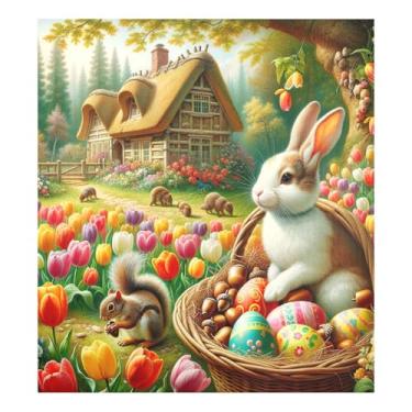 Imagem de Capa de máquina de lavar louça de ovos cesta de Páscoa ímã reutilizável capa de máquina de lavar louça 58 cm x 66 cm