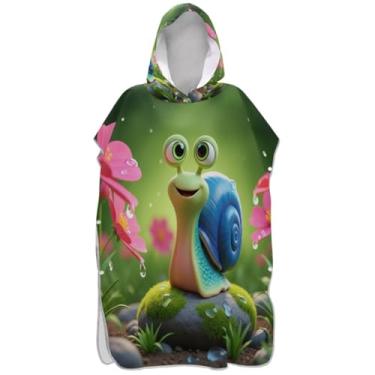 Imagem de Joisal Poncho de surfe de secagem rápida para trocador de roupas de banho de praia com capuz fofo flor de caracol unissex poncho adulto com capuz