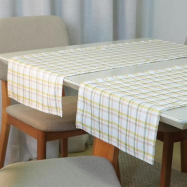 Imagem de Kit 2 Caminhos de Mesa Xadrez Piquenique 100% Poliéster Microfibra Estampa Digital 6 (130cm x 40cm). Cores Vibrantes, Secagem Rápida.