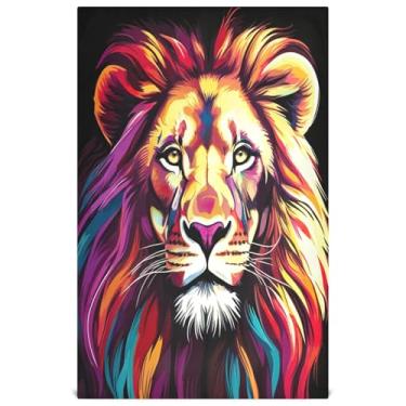 Imagem de Joisal Toalhas de prato coloridas com arte de leão para decoração de cozinha, toalhas de chá fofas, panos de limpeza absorventes de banheiro 45 x 71 cm, 6 pacotes