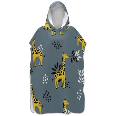 Imagem de Joisal Poncho de surfe trocador de roupão adultos praia banho com capuz toalhas absorventes unissex adulto poncho com capuz girafas amarelas bonitas cinza