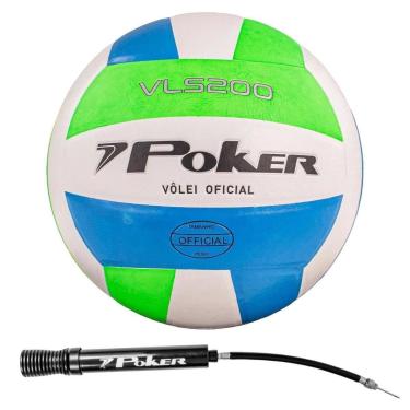 Imagem de Bola Vôlei Poker VLS 200 Semi Pro + Bomba de Ar Unissex Branco e Verde-Unissex