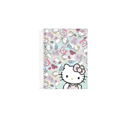 Imagem de Caderno Universitário 10 Matérias Hel-o Kit-y, Espiral, Capa Dura, Personagens AMIGOS, Rosa (MODELO 05)