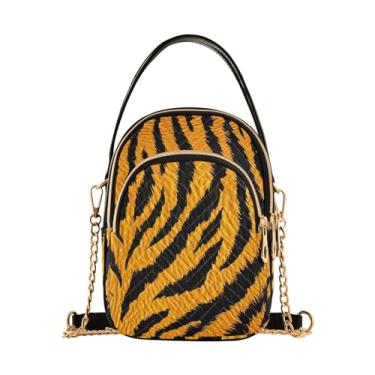 Imagem de GAIGEO Bolsa tiracolo feminina de campo de girassol, bolsa tiracolo com alça removível, bolsa transversal de viagem para mulheres, Estampa de tigre em amarelo e preto-1, One Size