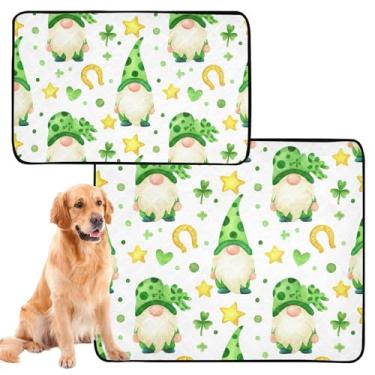 Imagem de Tapetes laváveis para animais de estimação, gnomos fofos, verdes e reutilizáveis para animais de estimação, almofadas de penico para cães, impermeável, tapete de cercadinho para cães, médio + grande