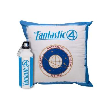 Imagem de Kit Quarteto Fantástico Almofada Garrafa Alumínio 500ml Mosquetão Marv