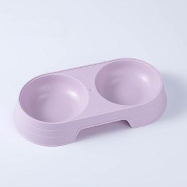 Imagem de Alimentador e bebedouro para animais de estimação de tigela dupla, tigela 2 em 1 para comida e água para gatos e cães (Roxo)