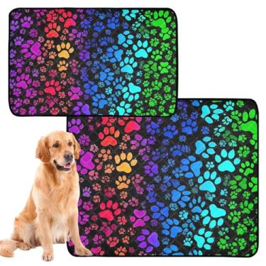 Imagem de Almofadas de xixi coloridas e legais para cães laváveis para animais de estimação, gatos, filhotes, tapetes de treinamento à prova de vazamento, à prova de vazamento, tapete de cercadinho para cães