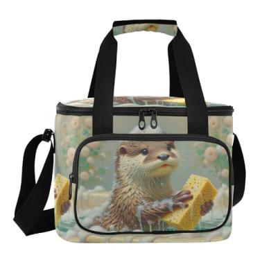 Imagem de Bolsa térmica de lontra relaxada bege, refrigerador Coleman, lancheiras femininas