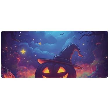 Imagem de Halloween Pumpkins Night Pad Mouse antiderrapante, mouse pad gamer grande para mesa, 80 x 30 cm