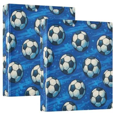 Imagem de Bolas de futebol fofas azuis com 3 argolas para fichários de 3,8 cm, 200 folhas, estampas de animais, pastas para planejamento de anéis redondos, 31,5 x 27 x 6 cm, 1 pacote