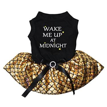 Imagem de Petitebella Wake Me Up at Midnight Vestido dourado sereia tutu cachorro (3GG)