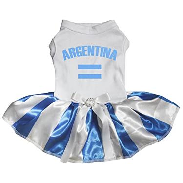 Imagem de Petitebella Vestido para cachorro com bandeira da Argentina (branco/listras, 3GG)