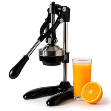 Imagem de Espremedor de Laranja Manual em Aço Inox - Profissional para Frutas Citricas, Antiaderente, Fácil de Limpar, Ideal para Casa e Café, Preto