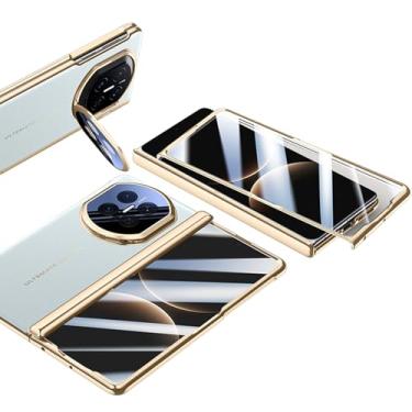 Imagem de FWYANZH Capa de couro para Huawei Mate X7, capa com suporte de proteção de câmera, protetor de tela embutido, dobradiça, antiqueda, tudo incluído, capa, azul, Mate X7