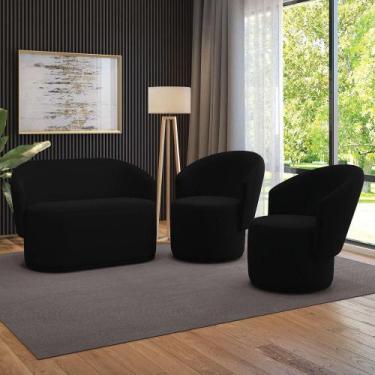 Imagem de Sofá Namoradeira E 2 Poltronas Orgânica Para Sala Malu Suede M11 - D'r