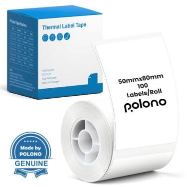 Imagem de Etiquetas térmicas POLONO PM220S 5x8 cm 100 White Roll