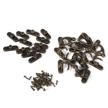 Imagem de Irfora Fechadura de Metal Antigo Vintage, Fechadura de Chifres, Fivela Curvada, Fecho Caixa Joias, Ouro, Bronze Com Parafusos para Caixa Madeira Vintage, Madeira (Bronze Antigo)